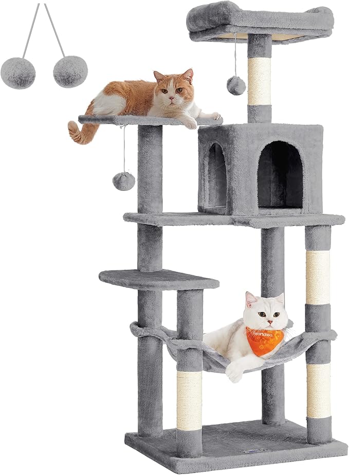 FEANDREA Cat Tree Tower 143 cm Multi-Level - image 1